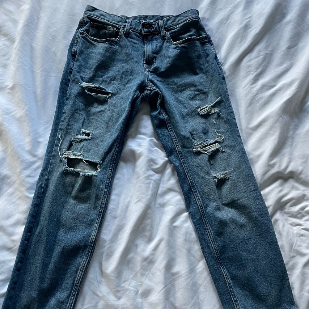 Old Navy Athletic Taper Built-In Flex Ripped Jeans Medium Wash Blue Mens 30x30